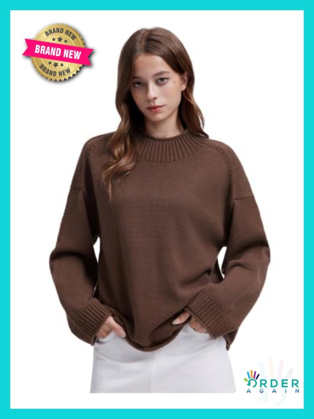 Cashmere Blend Oversized Mock Neck Pullover Sweater